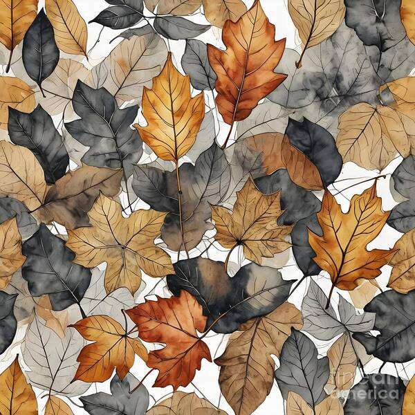 Autumn Art Print featuring the digital art English Pinewood Leaf Canvas by Jennifer Van Niekerk