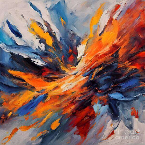 Abstract Art Print featuring the digital art Explosive Visual Flow by Jennifer Van Niekerk