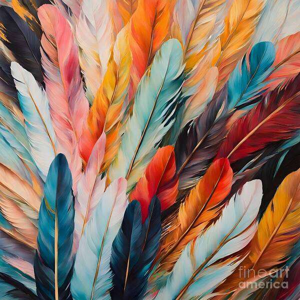 Feathers Art Print featuring the digital art Feathers on Showcase by Jennifer Van Niekerk