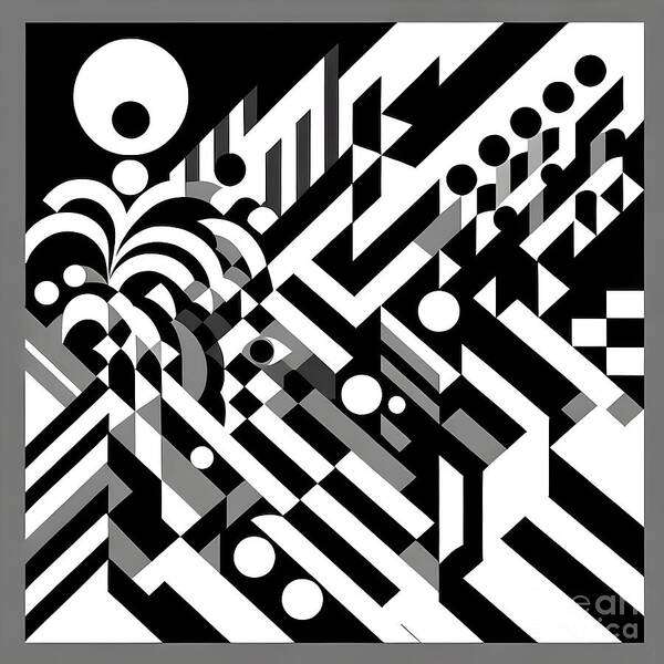 Geometric Art Print featuring the digital art Geometrical Abstract by Jennifer Van Niekerk