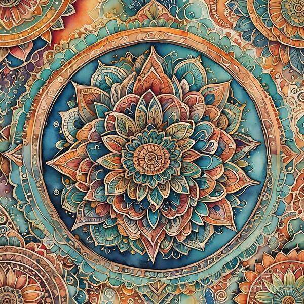 Mandala Art Print featuring the digital art Harmony and Balance Mandala by Jennifer Van Niekerk