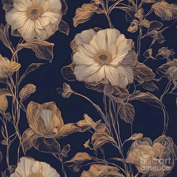 Floral Art Print featuring the digital art Honey Whip Floral by Jennifer Van Niekerk