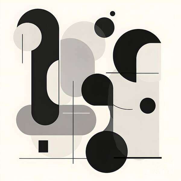 Abstract Art Print featuring the digital art Minimalist Modern MonoChrome by Jennifer Van Niekerk