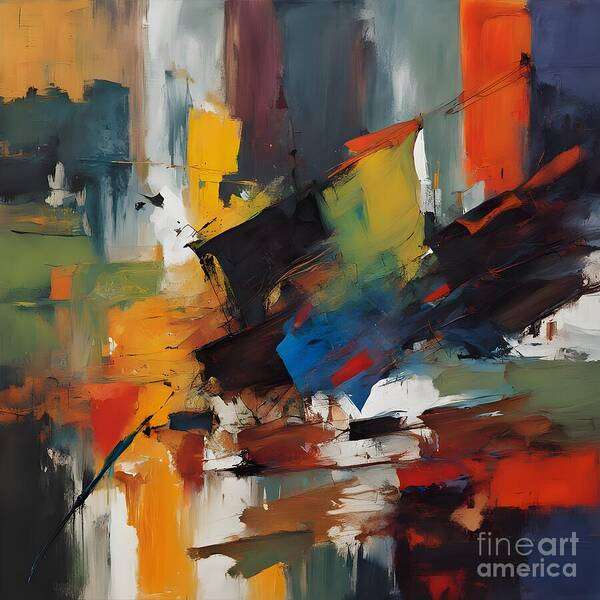 Abstract Art Print featuring the digital art Modern Contemporary Movement by Jennifer Van Niekerk
