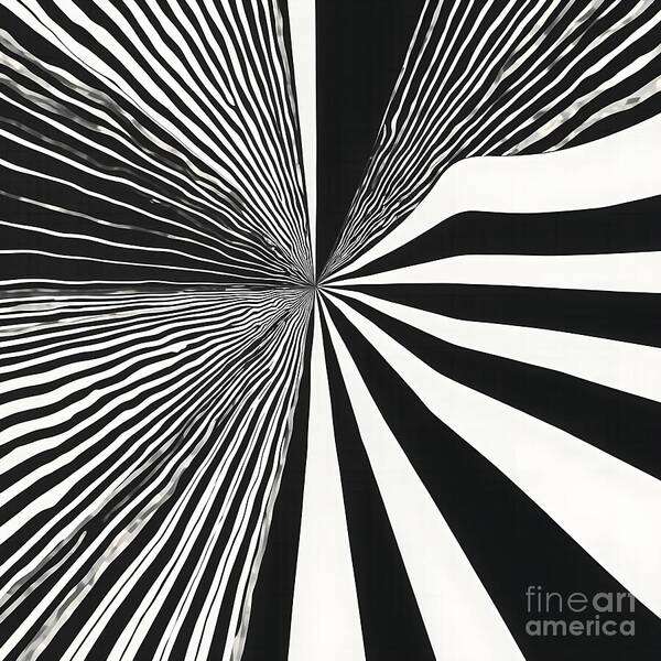 Optical Illusion Art Print featuring the digital art Monochromatic Depth by Jennifer Van Niekerk