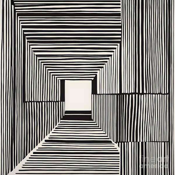 Geometric Art Print featuring the digital art Monochromatic Optical Illusion by Jennifer Van Niekerk