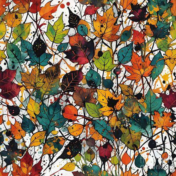 Autumn Art Print featuring the digital art Overseas Autumn Leaf Canvas by Jennifer Van Niekerk