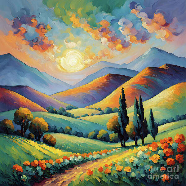 Landscape Art Print featuring the digital art Post Impressionist Lush Landscape by Jennifer Van Niekerk