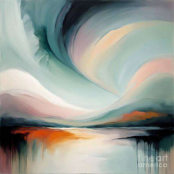 Abstract Art Print featuring the digital art Resembling Mountains by Jennifer Van Niekerk