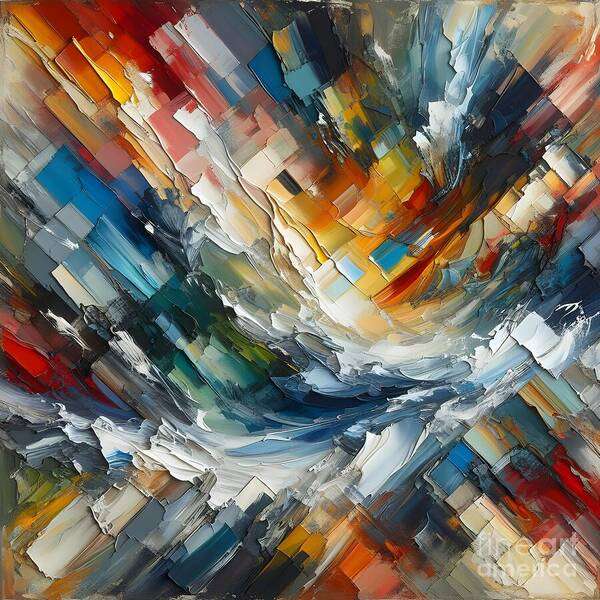 Abstract Art Print featuring the digital art Seaside Breeze Abstract by Jennifer Van Niekerk