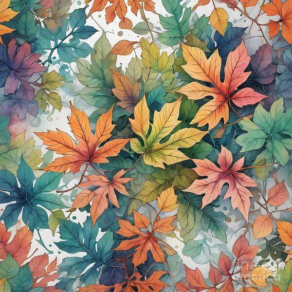 Autumn Art Print featuring the digital art Song of Norway Leaf Canvas by Jennifer Van Niekerk