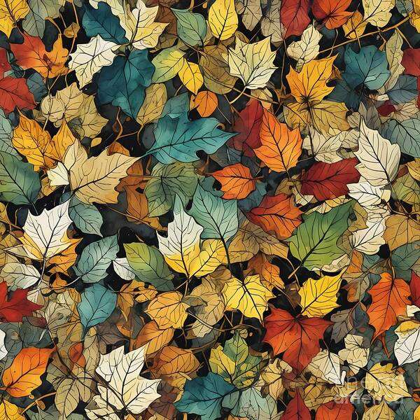 Autumn Art Print featuring the digital art Sphinx Autumn Leaf Canvas by Jennifer Van Niekerk