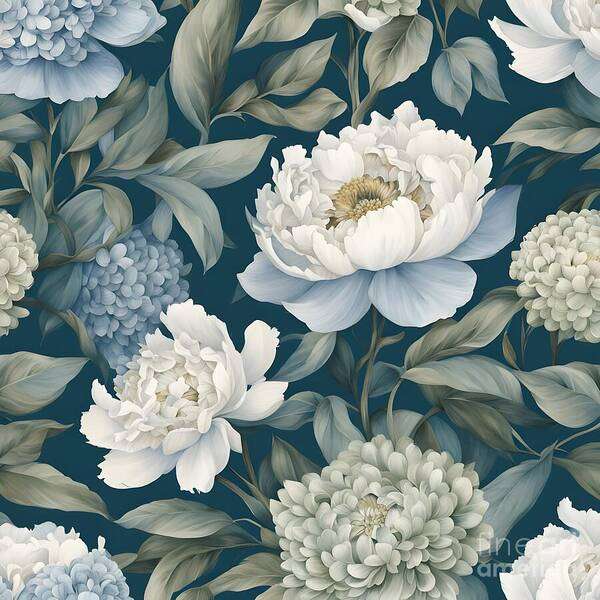 Floral Art Print featuring the digital art The Foliage intermingles with Blooms by Jennifer Van Niekerk