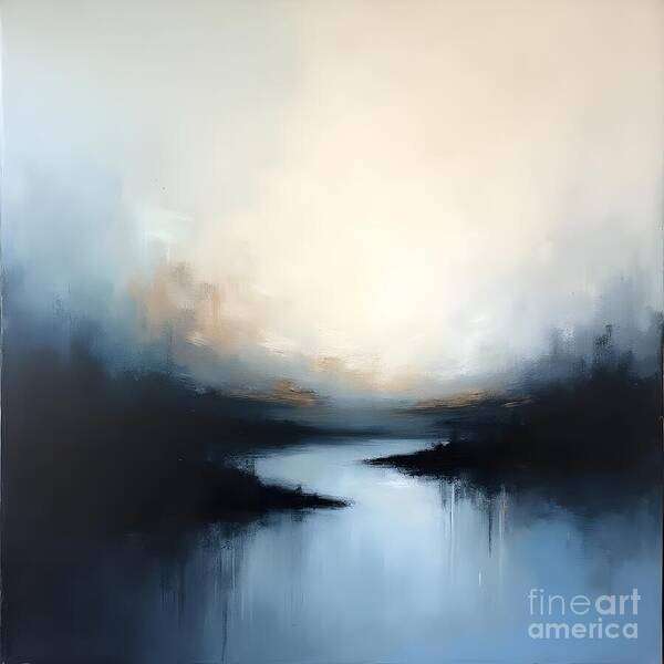 Landscape Art Print featuring the digital art Tranquil and Ethereal flowing River by Jennifer Van Niekerk