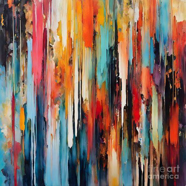 Abstract Art Print featuring the digital art Vertical Impasto Cascade by Jennifer Van Niekerk