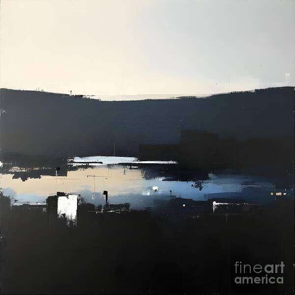 Landscape Art Print featuring the digital art Water reflecting the dim light by Jennifer Van Niekerk