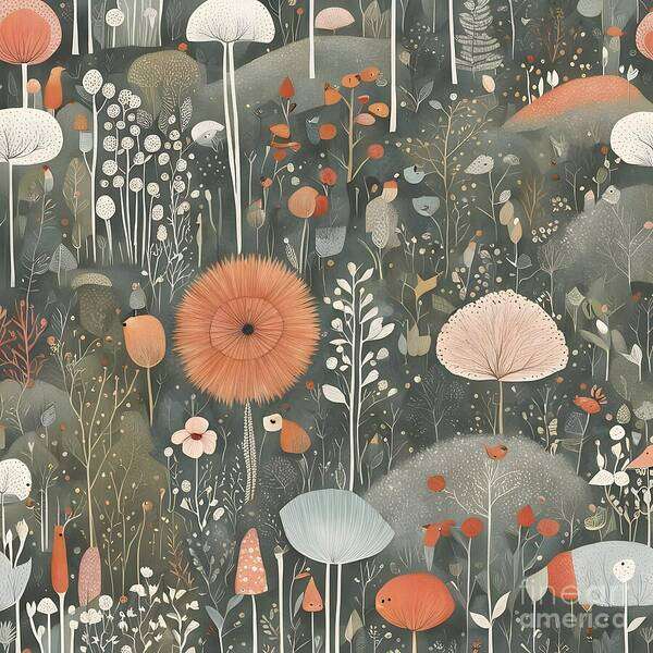 Forest Art Print featuring the digital art Whimsical Forest by Jennifer Van Niekerk