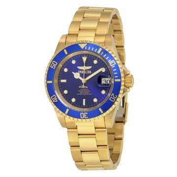 Invicta Pro Diver Automatic Blue Dial Gold-plated Men's Watch