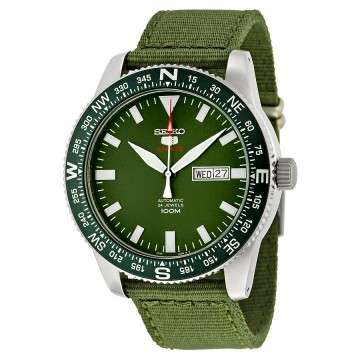 Seiko 5 Sports Automatic Green Dial Green Canvas Men's Watch