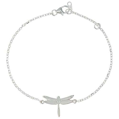 Les Poulettes Jewels - Sterling Silver Dragonfly Bracelet - Adjustable 16 to 18 cm