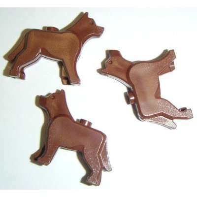 Lego Building Accessories Brown Dog Wolf Figure, Bulk - 10 Pieces per Package