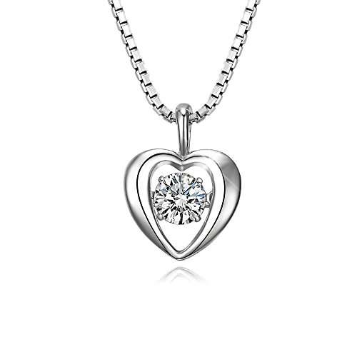 T400 Jewelers Mother's Day Gifts "Heartbeat" 925 Sterling Silver Dancing Stone with Swarovski Zircon