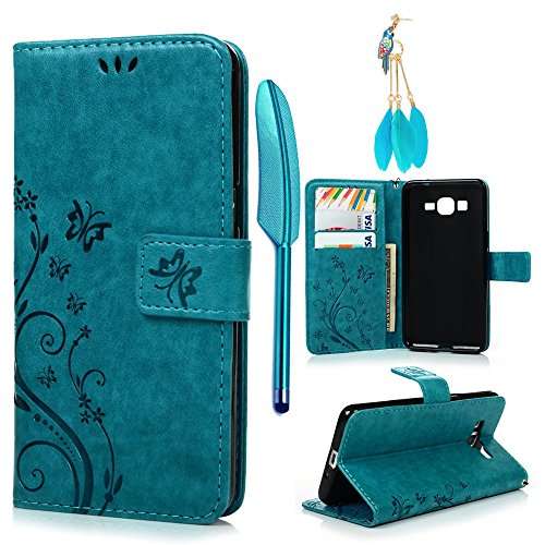 Galaxy Grand Prime G5308/G530H Case-MOLLYCOOCLE Stand Wallet ID Holders Emboss Vintage Flower Design