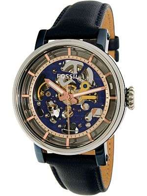 Fossil Women's Original Boyfriend ME3136 Blue Leather Automatic Fashion Watch