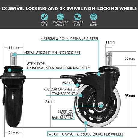 Office Floor Protector - Office Chair Castor Wheels - Ergonomic Office