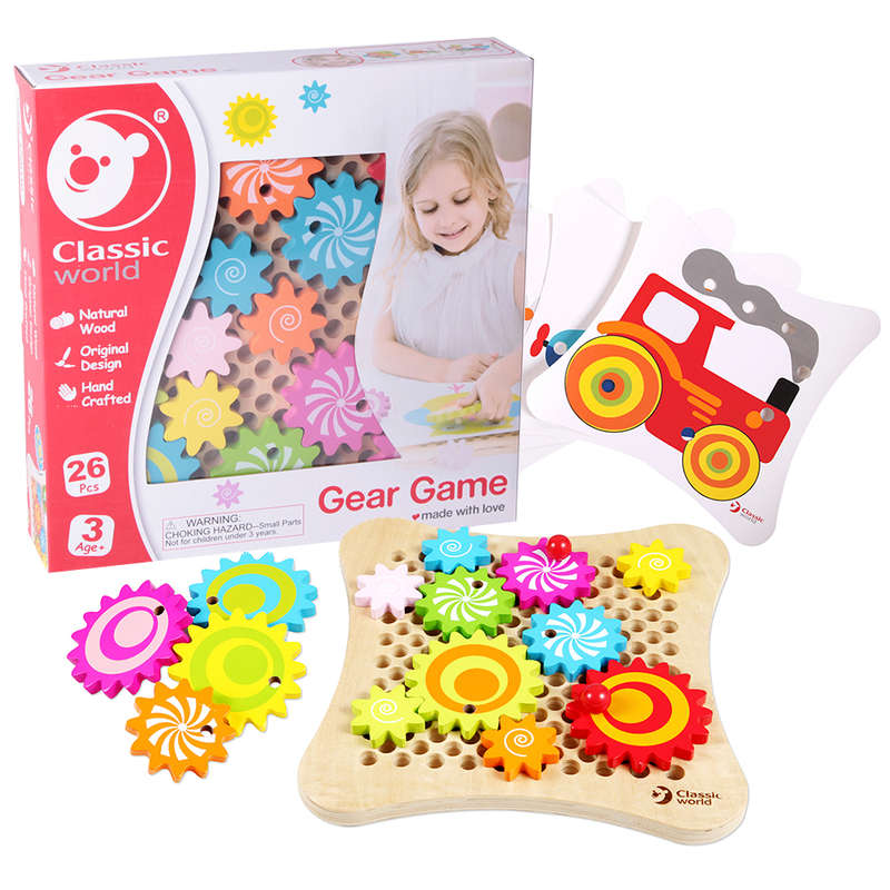 Classic World Gear Game with Activity Cards - 18pcs- Clearance Stock