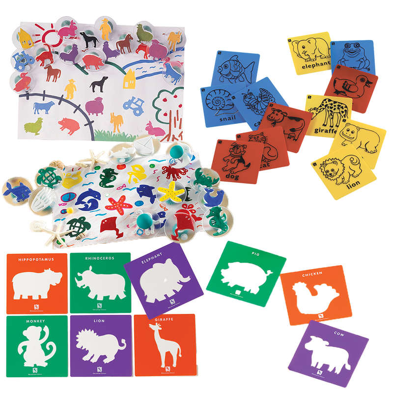 Animal Paint Rub, Stencils and Stamp Set- Clearance Stock