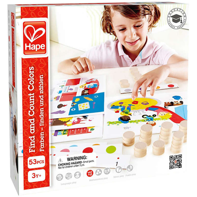 Hape - Home Education - Find and Count Colours - 53pcs- Clearance Stock