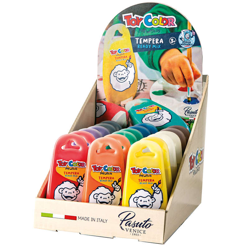 Toy Color - Ready Mix Paint - Superwashable - 9 Colours - 170ml Squeezy Bottle - 18pcs Display Pa...