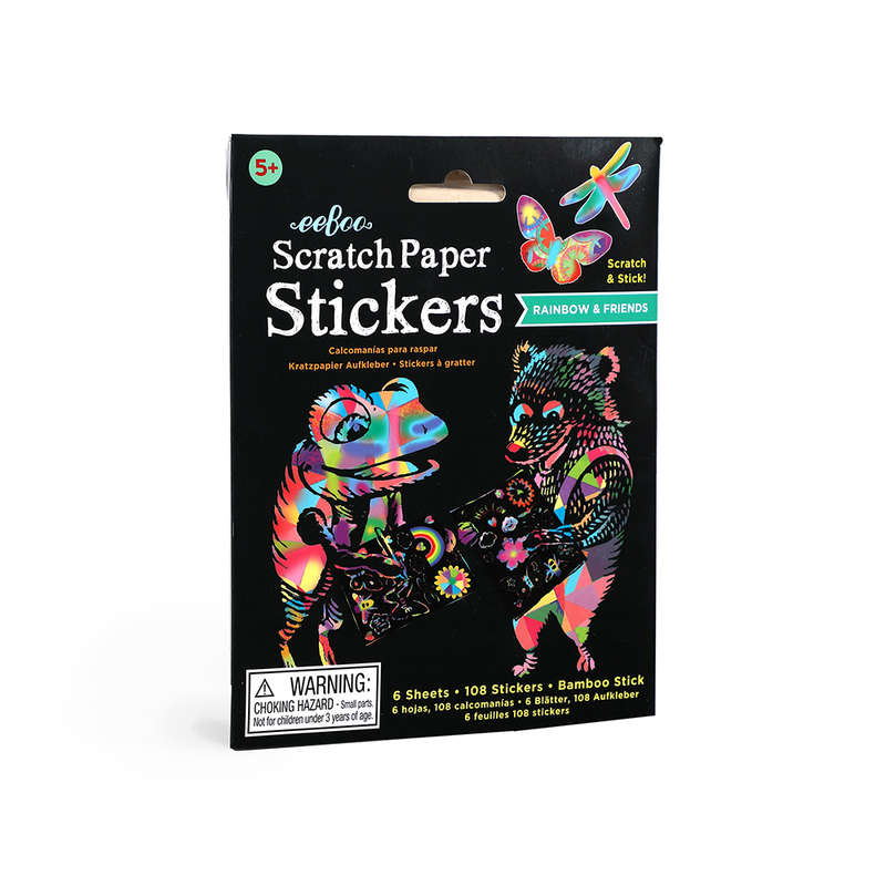 eeBoo - Rainbows and Friends Scratch Paper Stickers- Clearance Stock