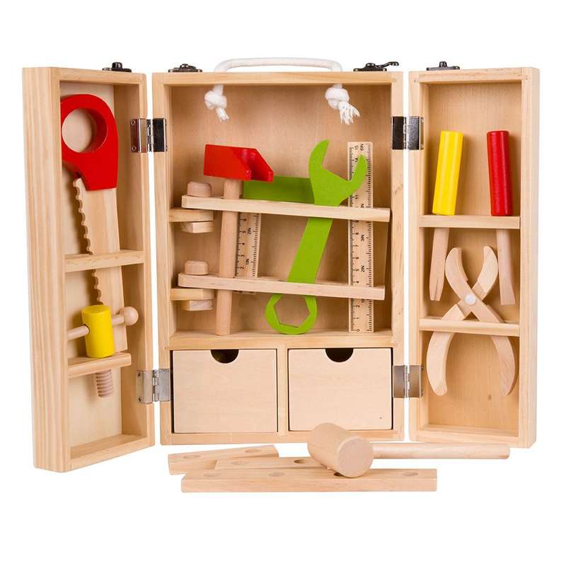 Classic World - Pretend & Play - Carpenters Toy Set - 30pcs - Wooden Case- Clearance Stock