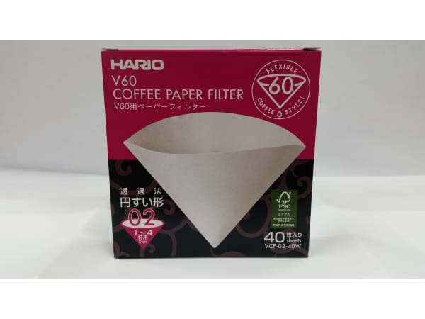Hario 02 Filter Papers for V60 Dripper - VCF-02-40W - Pack of 40