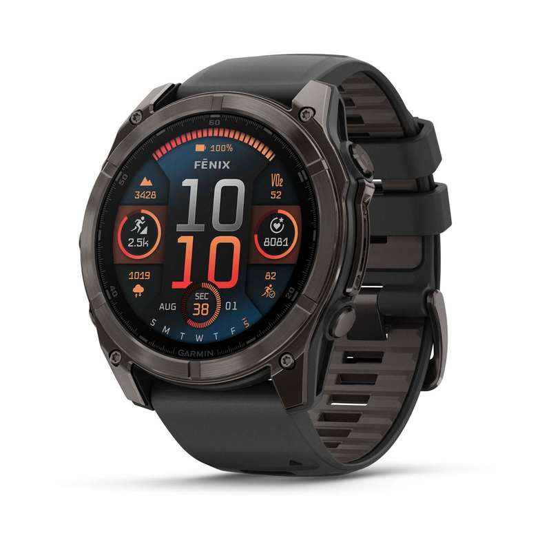 Garmin Fenix 8 (51mm, AMOLED) - Sapphire, Carbon Gray DLC Titanium with Black/Pebble Gray Silicone