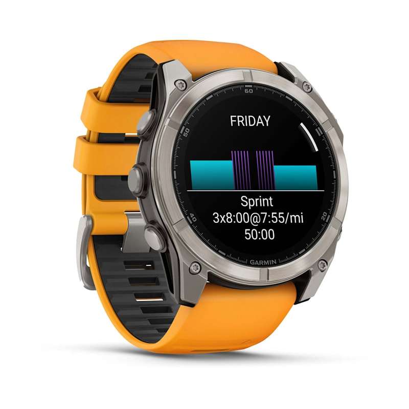 Garmin Fenix 8 (51mm, AMOLED) - Sapphire, Titanium with Spark Orange/Graphite Silicone Band