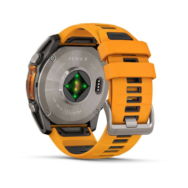 Garmin Fenix 8 (51mm, AMOLED) - Sapphire, Titanium with Spark Orange/Graphite Silicone Band