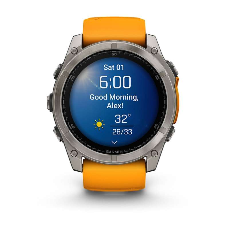 Garmin Fenix 8 (51mm, AMOLED) - Sapphire, Titanium with Spark Orange/Graphite Silicone Band