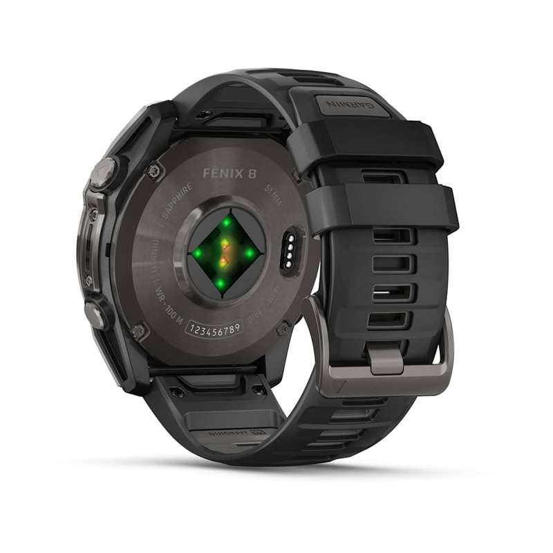 Garmin Fenix 8 (51mm, AMOLED) - Sapphire, Carbon Gray DLC Titanium with Black/Pebble Gray Silicone
