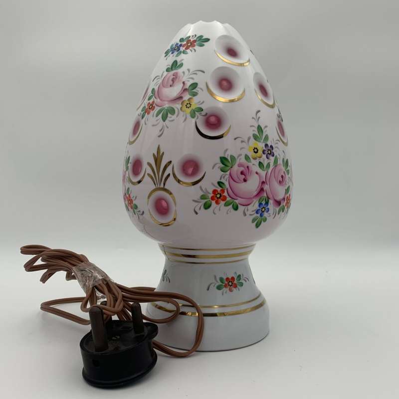 Glass Lamp with Flower Pattern