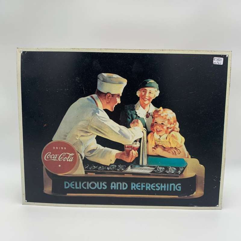 Original Coca-Cola "Delicious and Refreshing" Tin Sign
