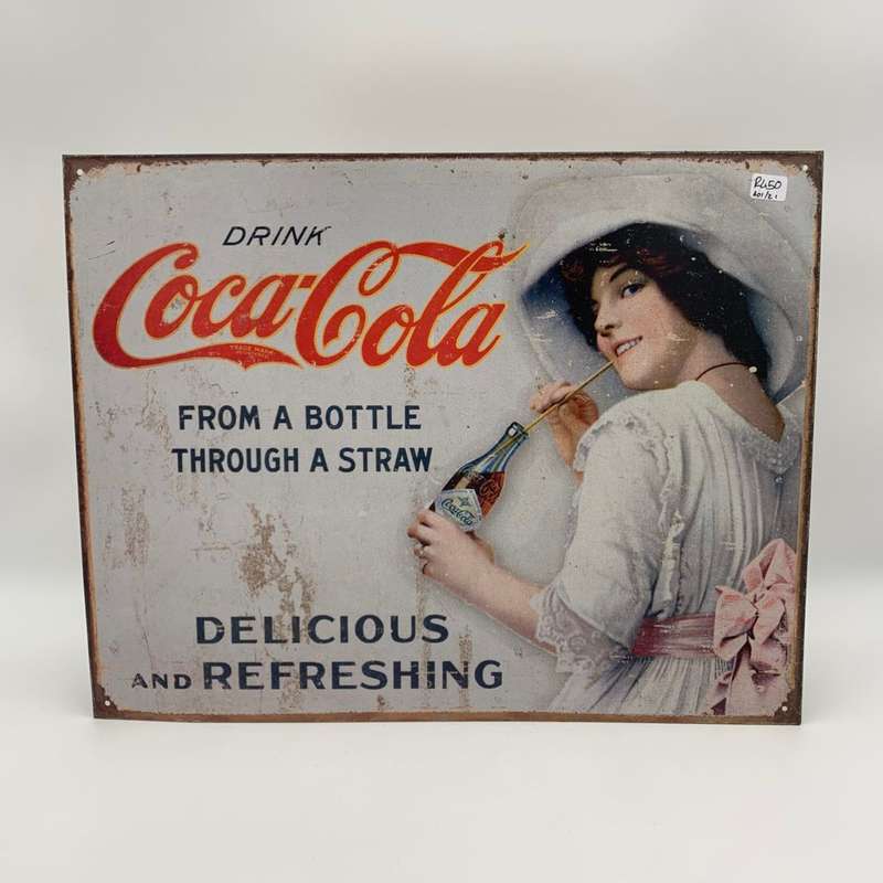 Original Coca-Cola "Delicious and Refreshing" Tin Sign