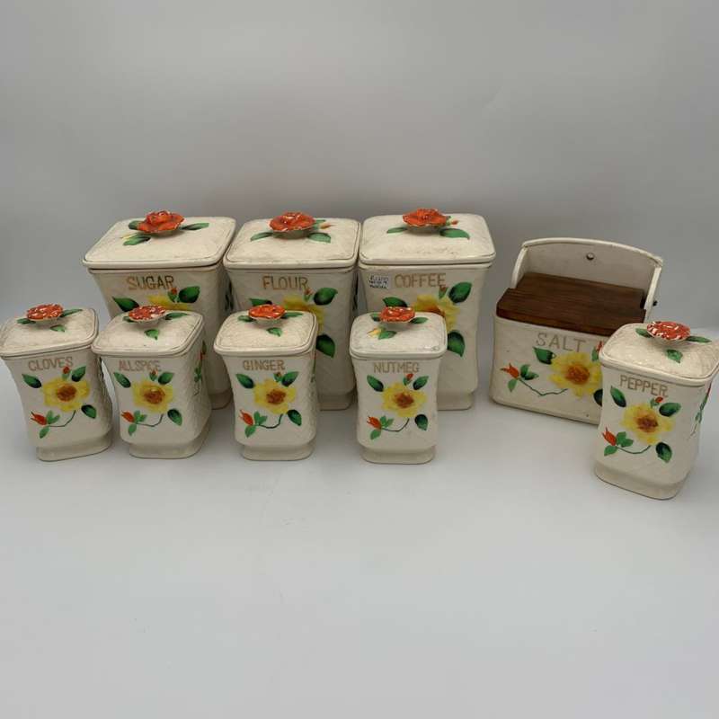 Porcelain Kitchen Canisters set of 9