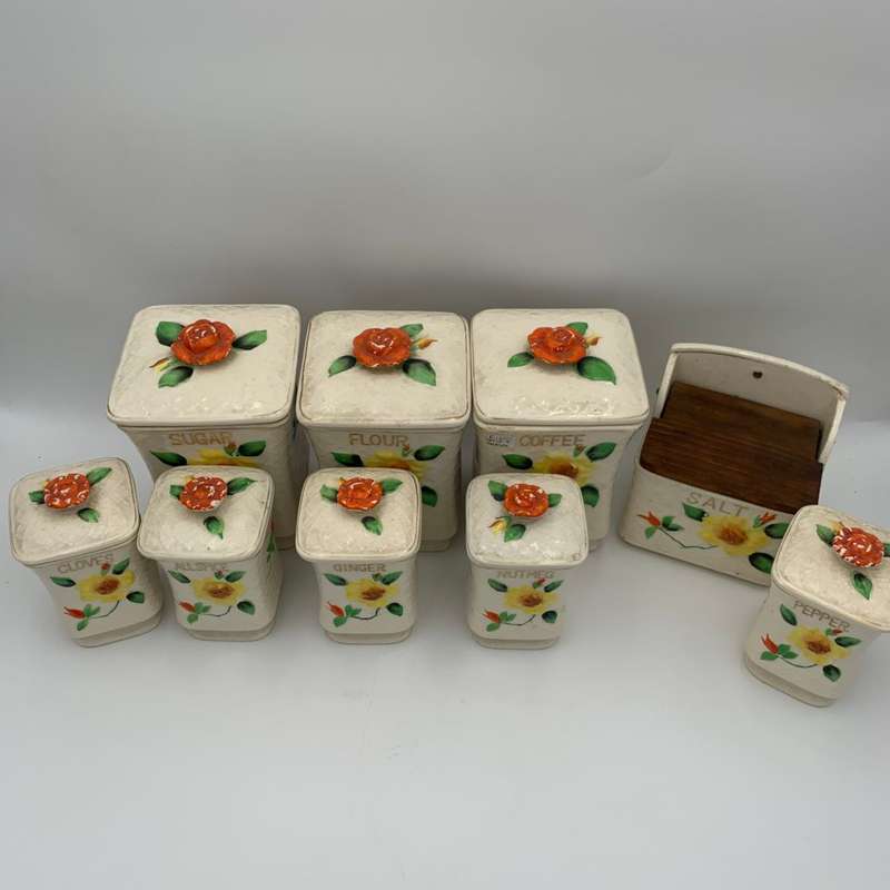 Porcelain Kitchen Canisters set of 9