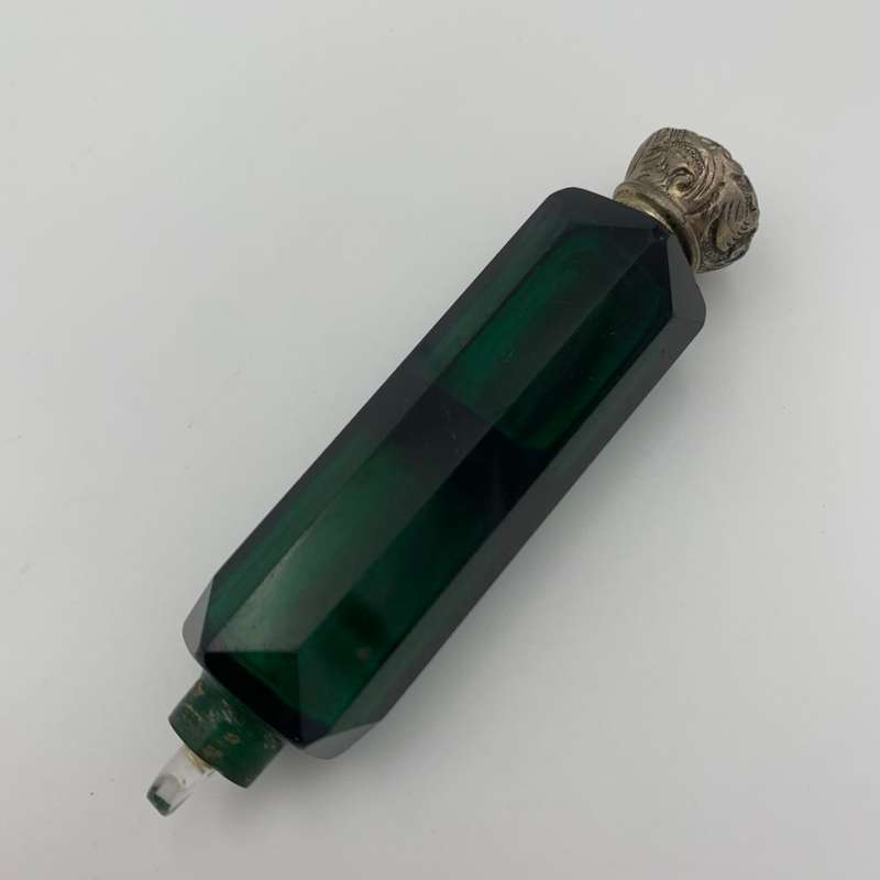 Antique Perfume Bottle with Silver Lid