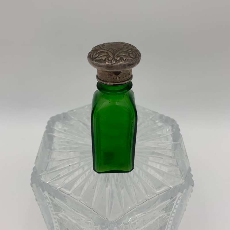 Antique Perfume Bottle with Silver Lid