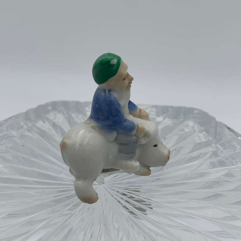 Wade Whimsies Leprechaun with Green Hat Riding a Pig