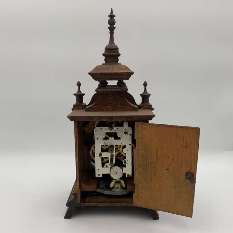 Wooden Clock with Gold Detailing